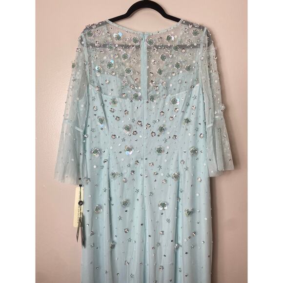 NWT ADRIANNA PAPELL DRESS GOWN 16W MOTHER OF THE BRIDE BLUE FORMAL EVENING - Picture 12 of 16